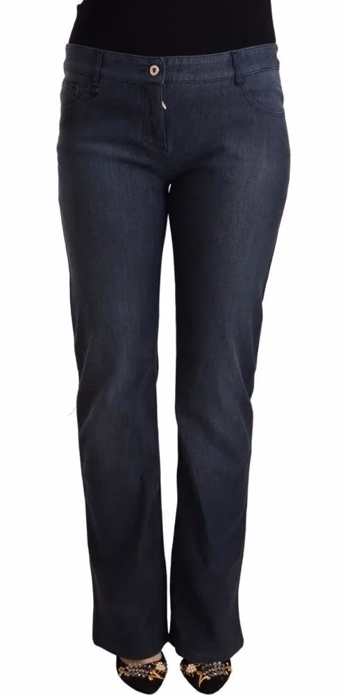 MARGHI LO' Dark Blue Cotton Straight Denim Jeans
