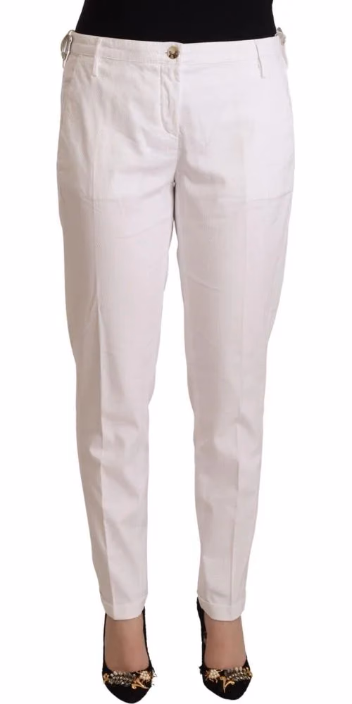 Jacob Cohen White Mid Waist Tapered Birgitte Pants