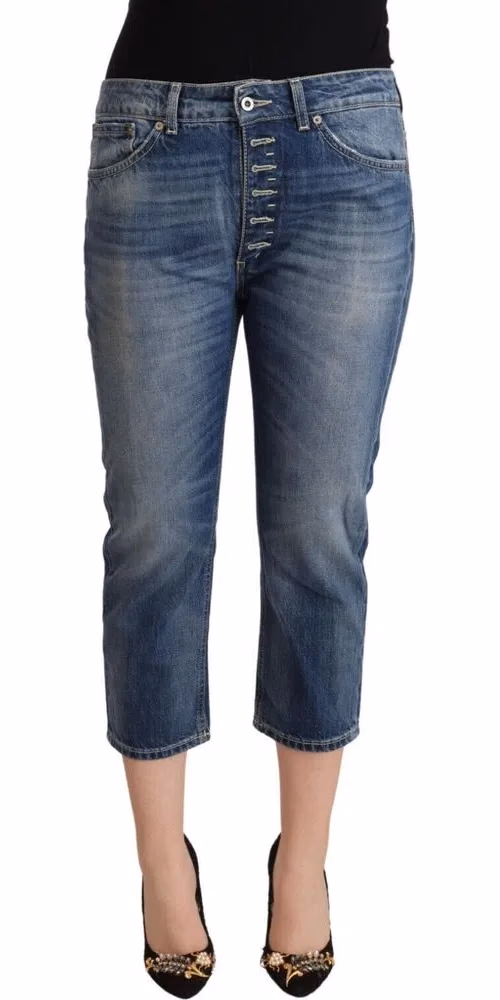 Dondup Blue Washed Mid Waist Capri Denim Jeans