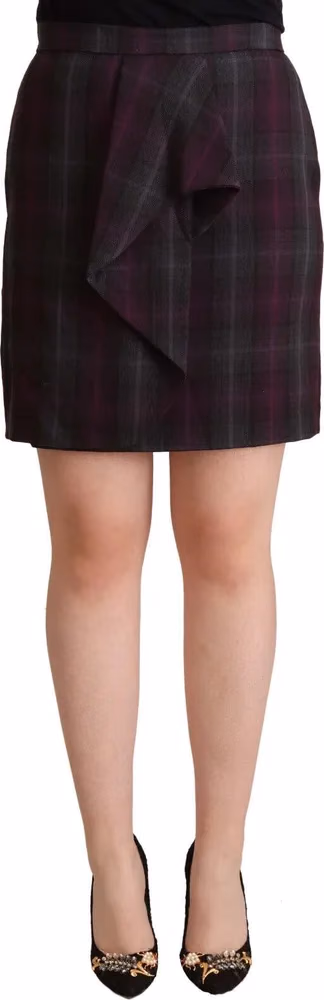 BENCIVENGA Multicolor Checkered Ruffle High Waist Mini Skirt