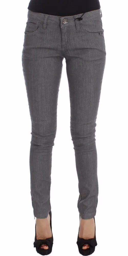 Costume National Gray Cotton Blend Slim Fit Jeans