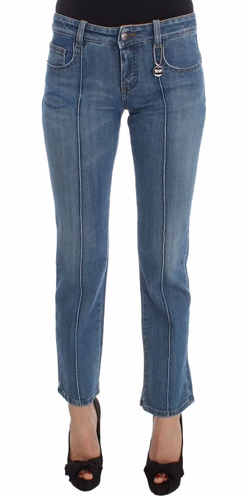 Costume National Blue Cotton Slim Fit Cropped Jeans