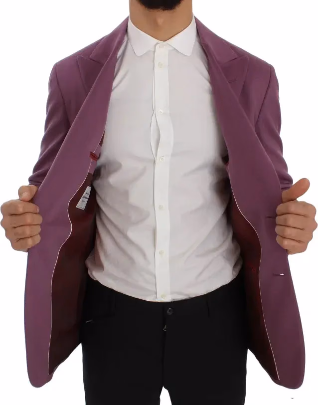Dolce & Gabbana Purple Cashmere Slim Fit Blazer Jacket