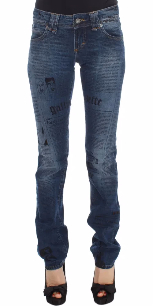John Galliano Blue Wash Cotton Blend Slim Fit Bootcut Jeans