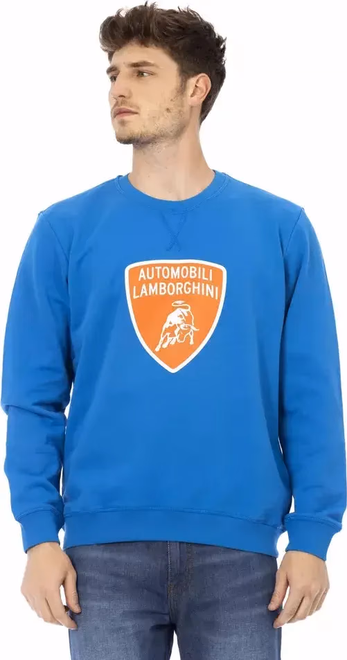 Automobili Lamborghini Blue Cotton Men Sweater