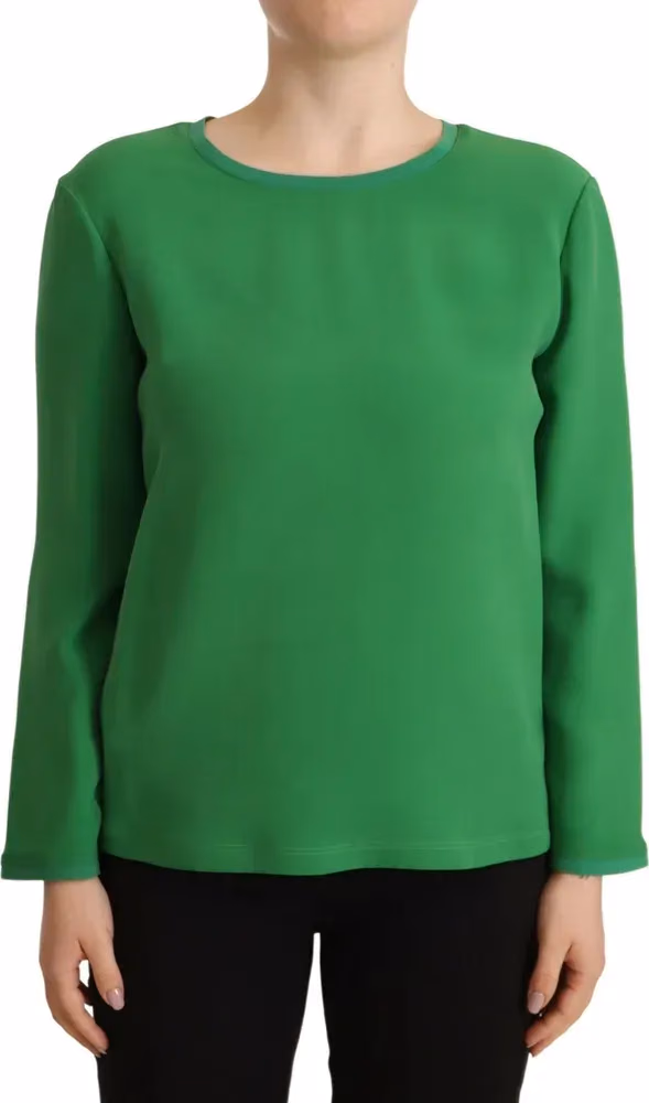 Armani Green Silk Long Sleeves Round Neck Sweater