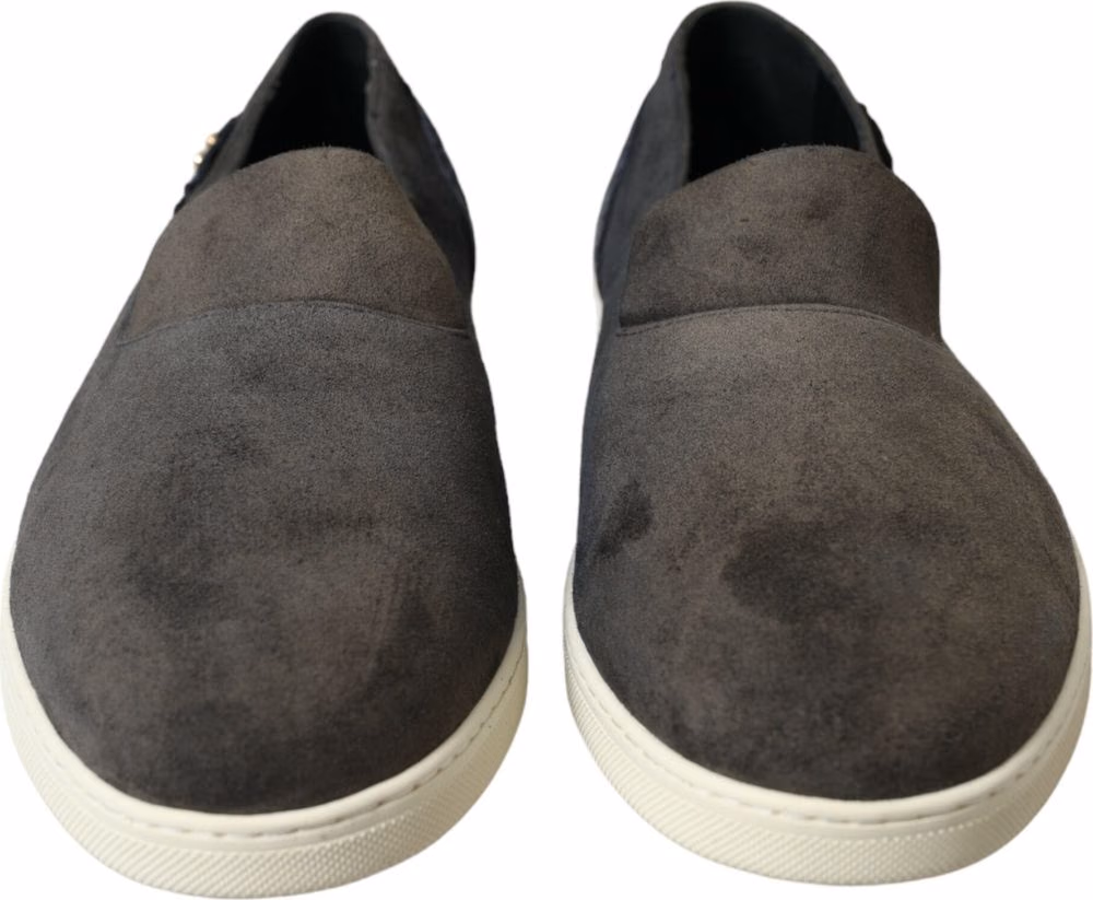 Dolce & Gabbana Blue Suede Caiman Men Loafers Slippers Shoes