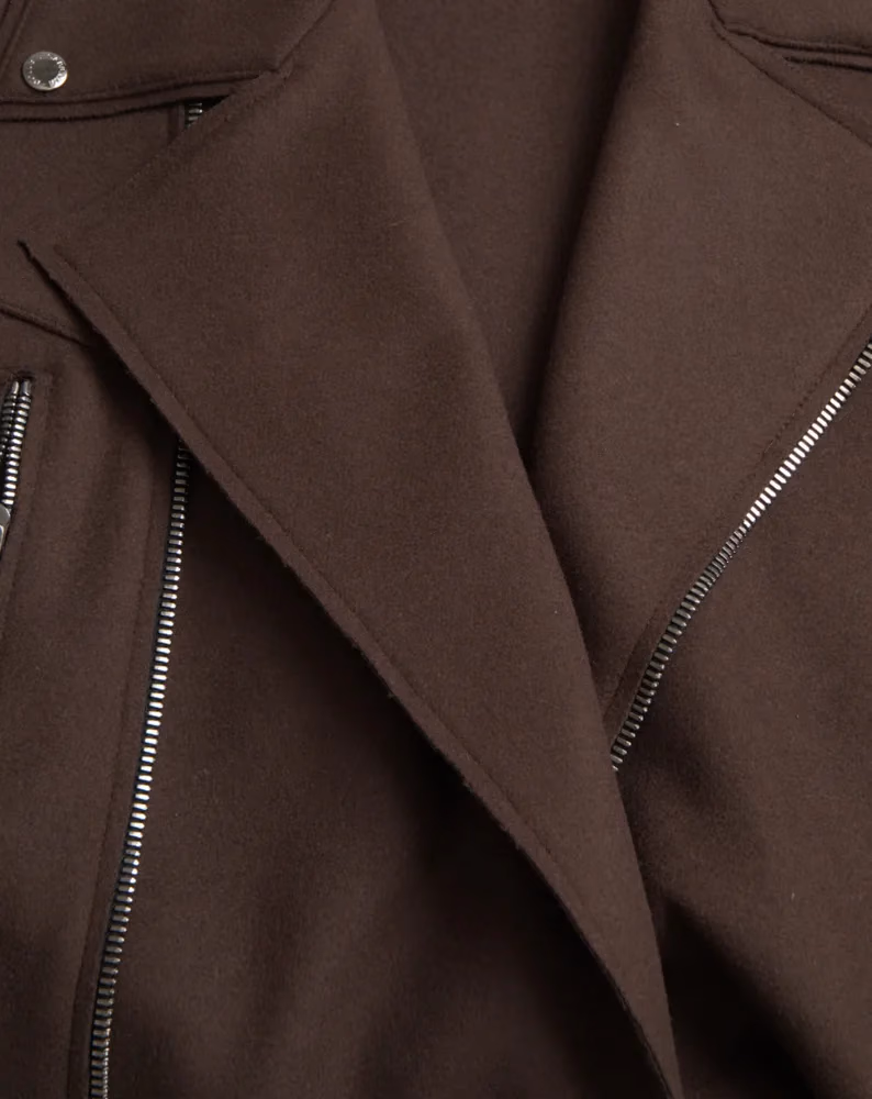 Dolce & Gabbana Brown Coat Short Biker Wool Jacket