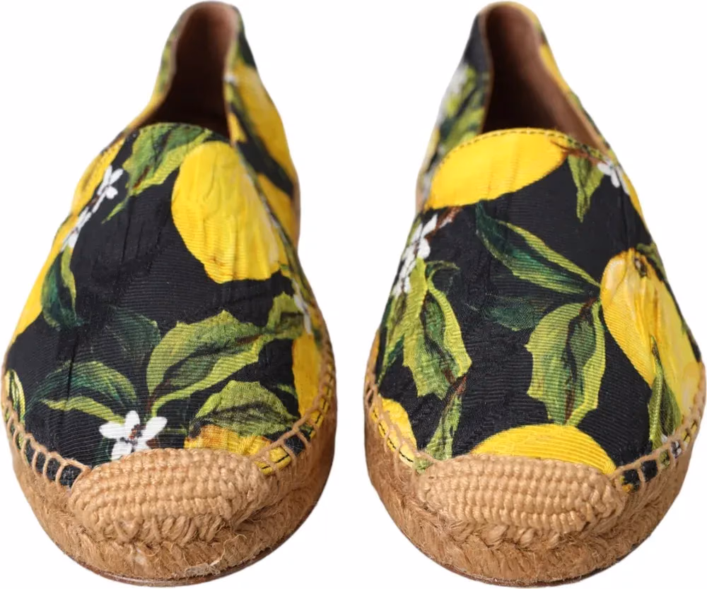 Dolce & Gabbana Multicolor Lemon Slip On Espadrilles Shoes