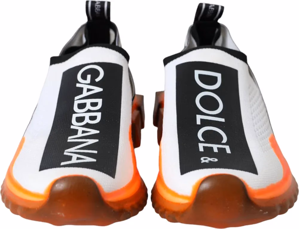 Dolce & Gabbana Black White Orange Slip On Sorrento Sneakers Shoes