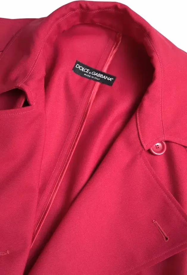 Dolce & Gabbana Dark Pink Double Breasted Trench Coat Jacket