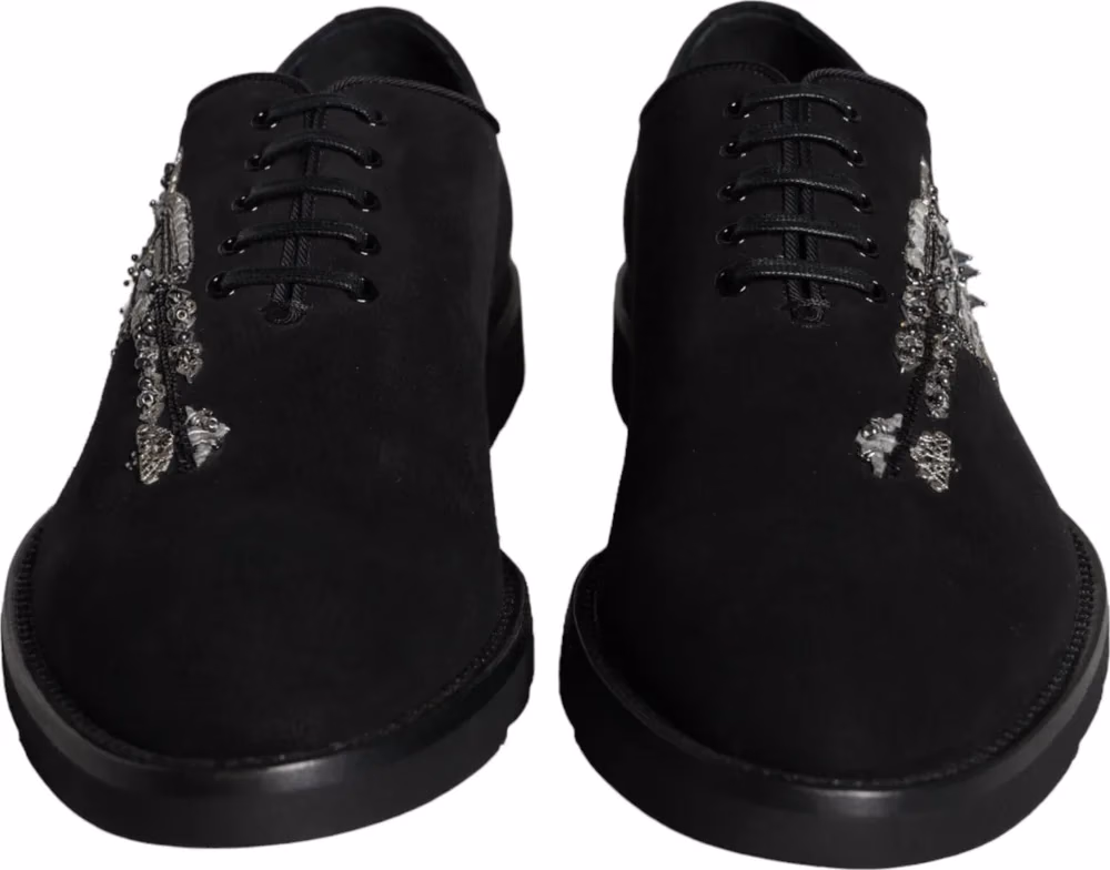 Dolce & Gabbana Black Suede Sicilia Lace Up Formal Shoes