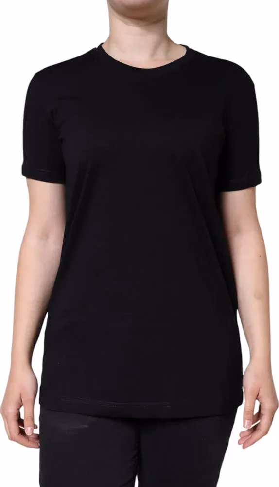 Dolce & Gabbana Black Cotton Crew Neck Short Sleeve T-shirt