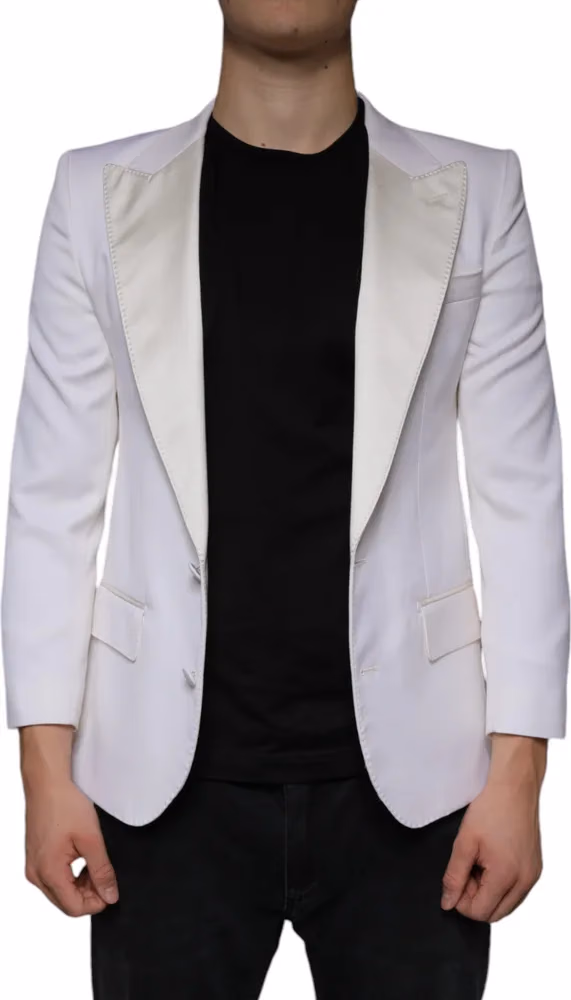 Dolce & Gabbana Off White Wool Single Breasted Dress Blazer