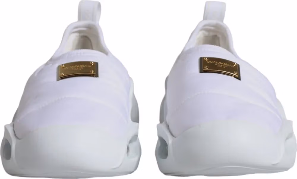 Dolce & Gabbana White Padded Fabric Low Top Sneakers Shoes