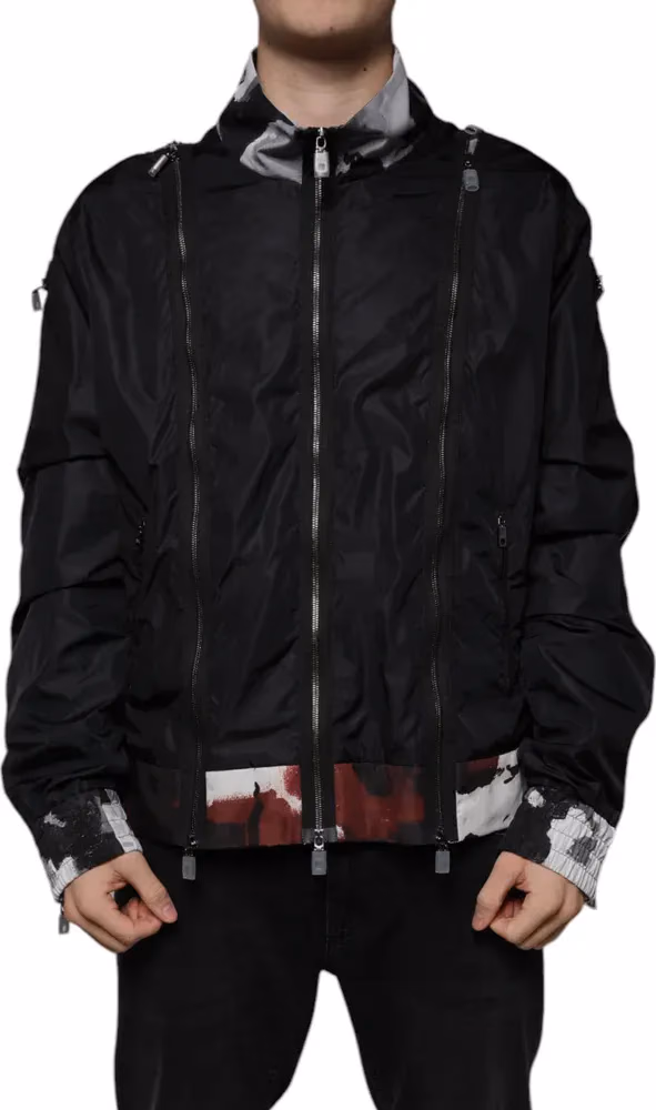 Dolce & Gabbana Black Nylon Full Zip Men Bomber Jacket