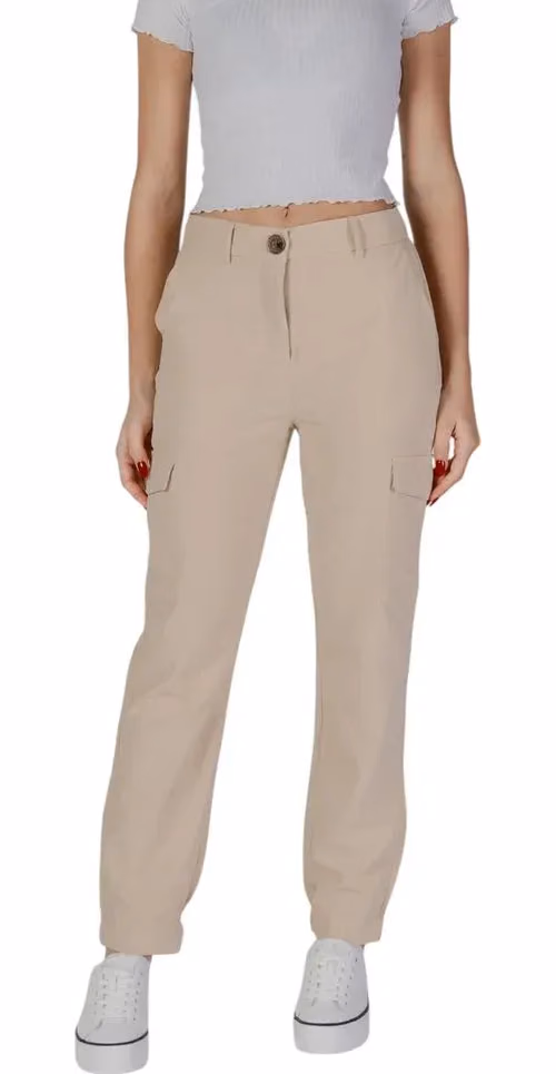 B.Young Beige Polyester Cargo Pants