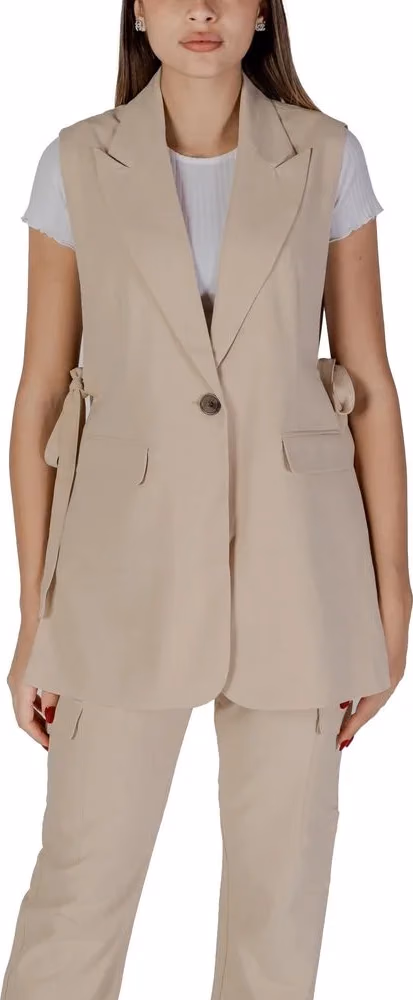 B.Young Beige Polyester Waistcoat