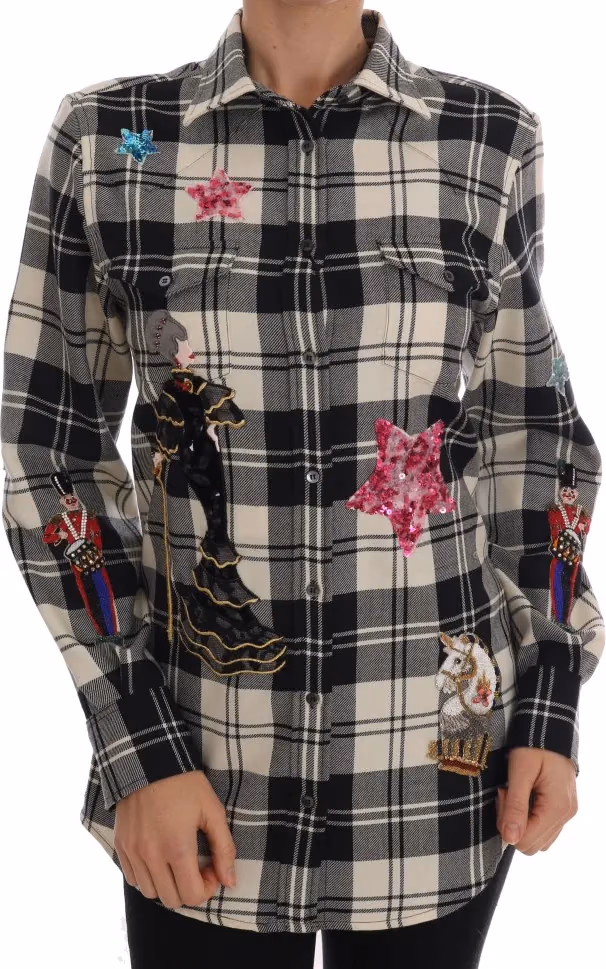 Dolce & Gabbana Black White Fairy Tale Crystal Shirt
