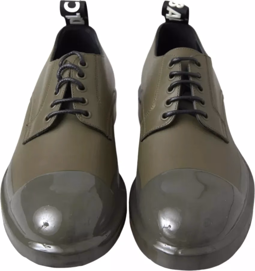 Dolce & Gabbana Green Leather Rubber Sole Dress Shoes