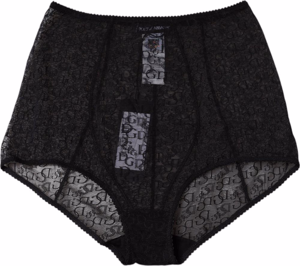 Dolce & Gabbana Black Logo Girdle High Waist Panty Underwear