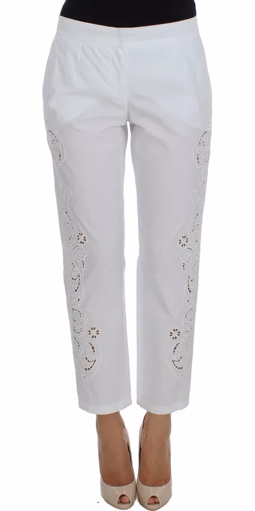 Dolce & Gabbana White Floral Cutout Dress Sicily Pants