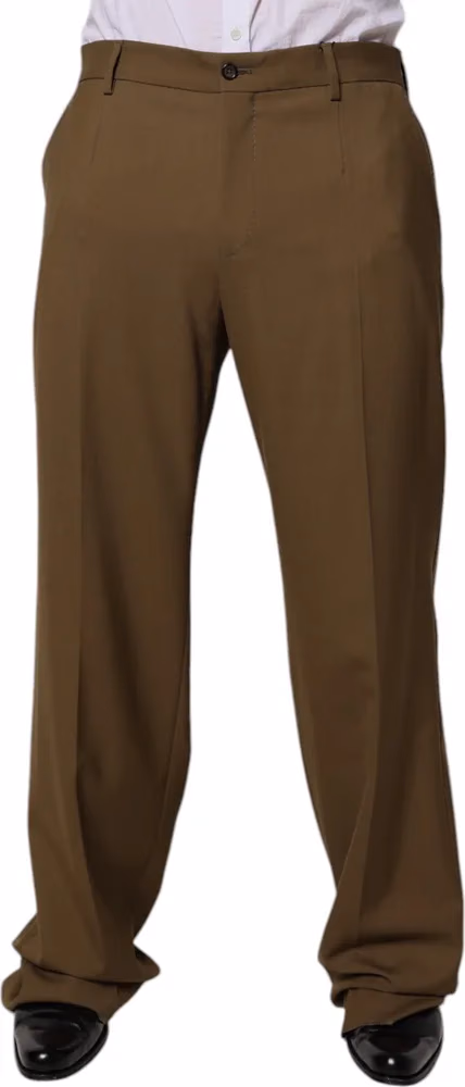 Dolce & Gabbana Brown Wool Straight Formal Dress Pants
