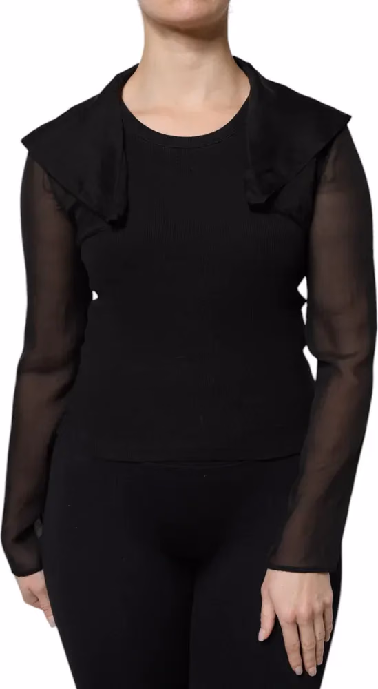 Dolce & Gabbana Black Silk Sheer Long Sleeves Blouse Top