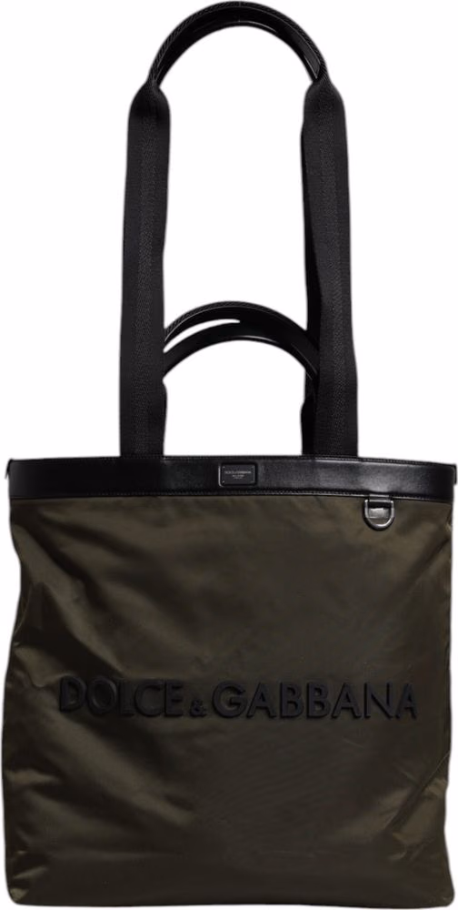 Dolce & Gabbana Military Green Nylon Shoulder Strap Tote Bag