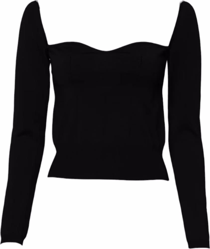 Dolce & Gabbana Black Square Neckline Long Sleeves Sweater