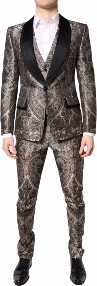 Dolce & Gabbana Multicolor Jacquard Single Breasted 3 Piece Suit