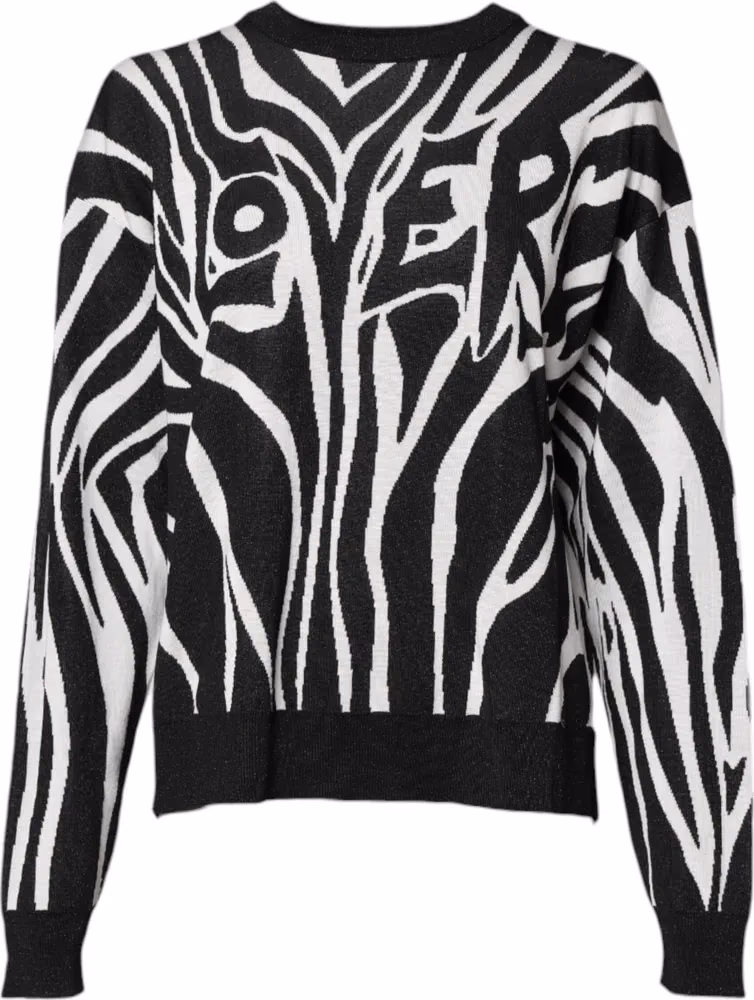 Dolce & Gabbana Black White Print Women Pullover Sweater