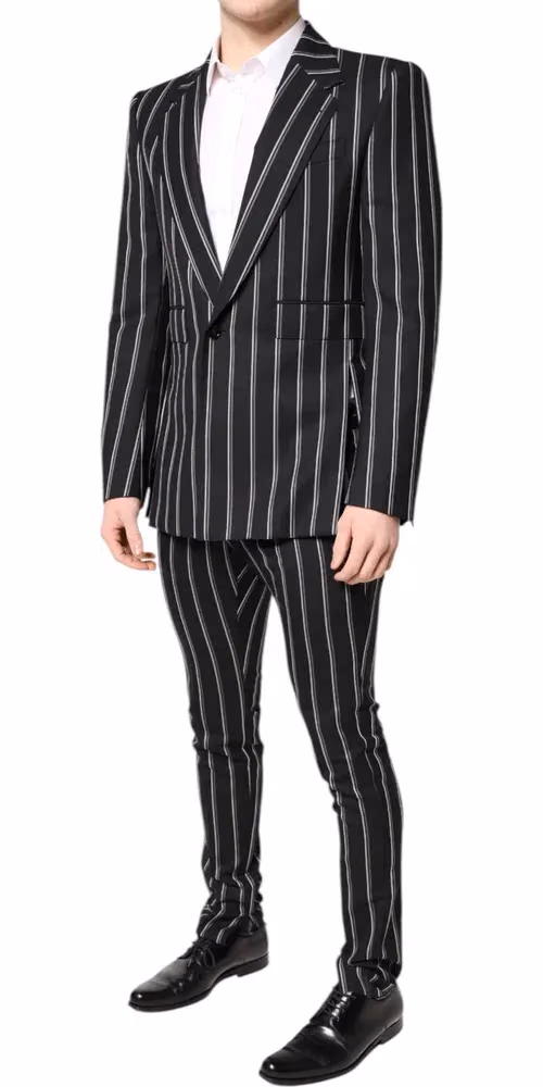 Dolce & Gabbana Dark Gray Striped SICILIA Formal 2 Piece Suit