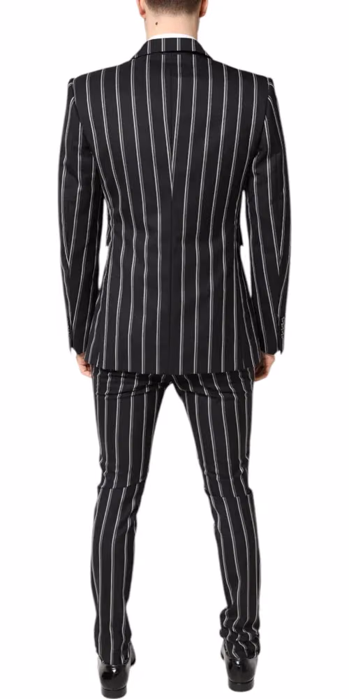 Dolce & Gabbana Dark Gray Striped SICILIA Formal 2 Piece Suit