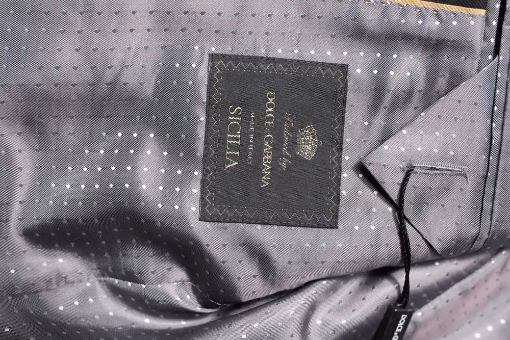 Dolce & Gabbana Dark Gray Striped SICILIA Formal 2 Piece Suit