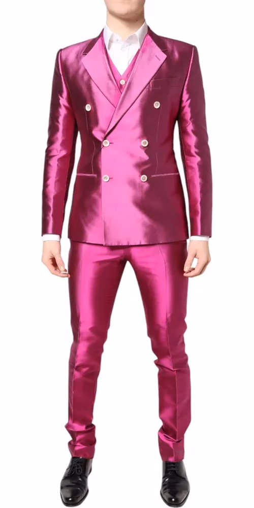 Dolce & Gabbana Pink SICILIA Double Breasted 3 Piece Suit