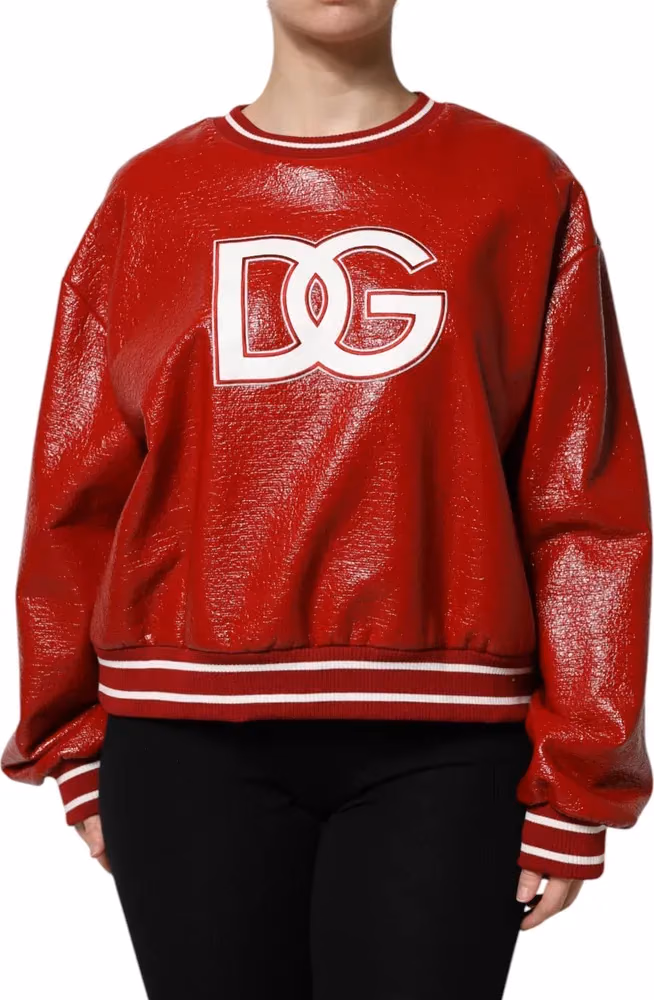 Dolce & Gabbana Red Wool DGLogo Embroidery Pullover Sweater