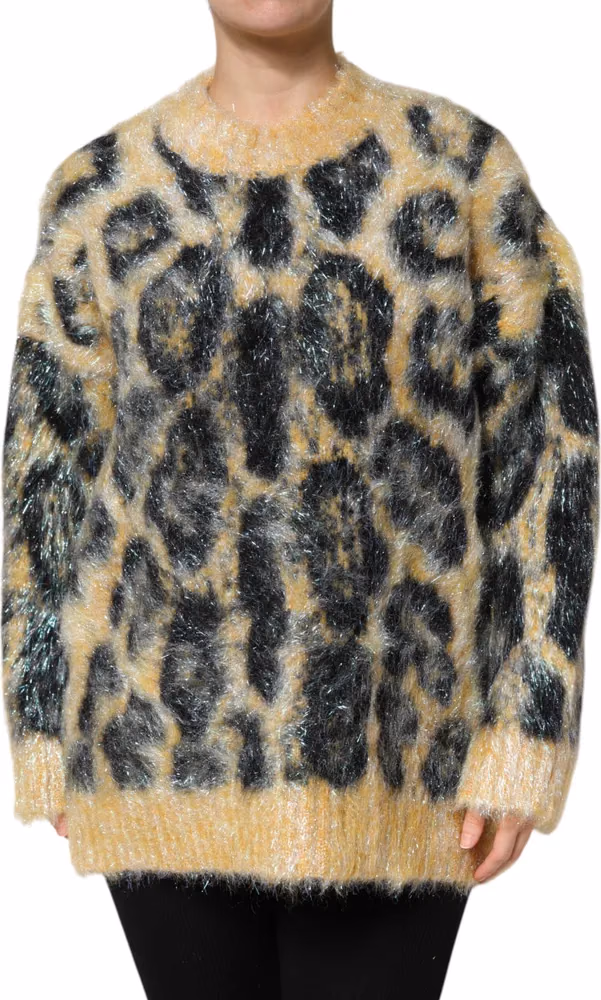 Dolce & Gabbana Multicolor Leopard Mohair Crew Neck Sweater