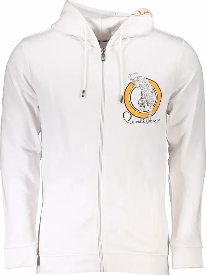 Cavalli Class White Cotton Men Sweatshirt