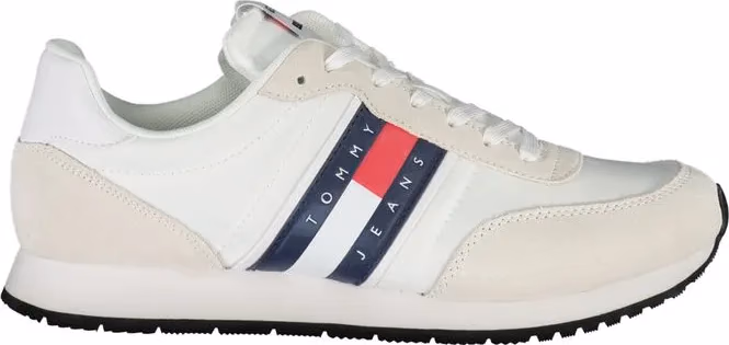 Tommy Hilfiger White Beige Polyester Men Sneaker