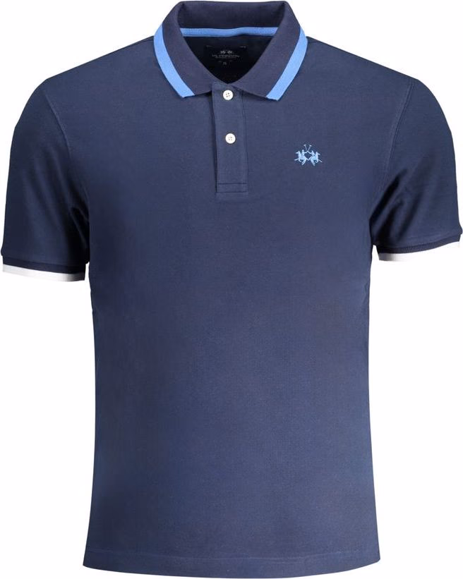 La Martina Blue Cotton Men Polo Shirt