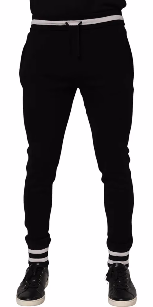 Dolce & Gabbana Black Cotton Men Jogger Sweatpants Pants