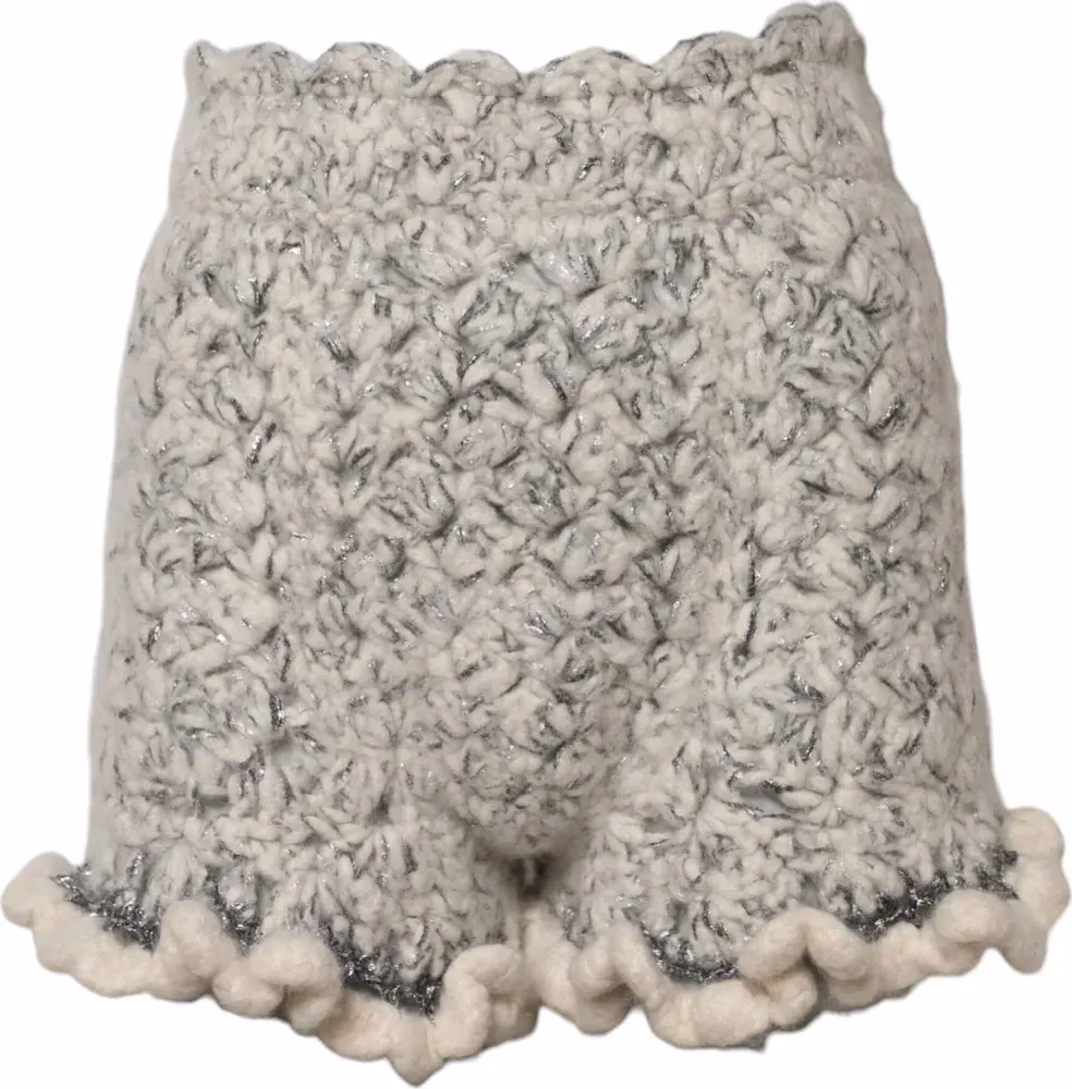 Dolce & Gabbana Metallic Bouclé Knit Cashmere Ruffled Shorts