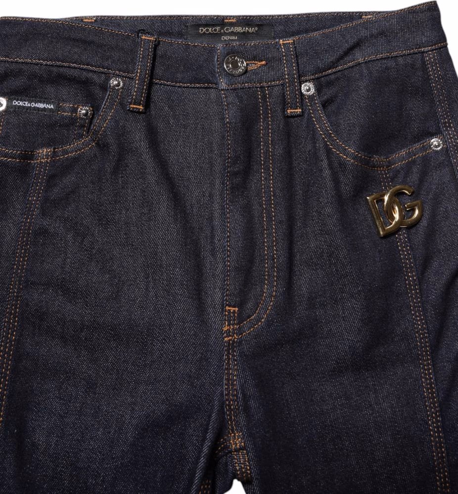 Dolce & Gabbana Black Cotton Mid Waist Bootcut Denim Jeans