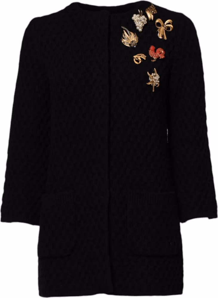 Dolce & Gabbana Black Cashmere Quilted Embellished Jacket