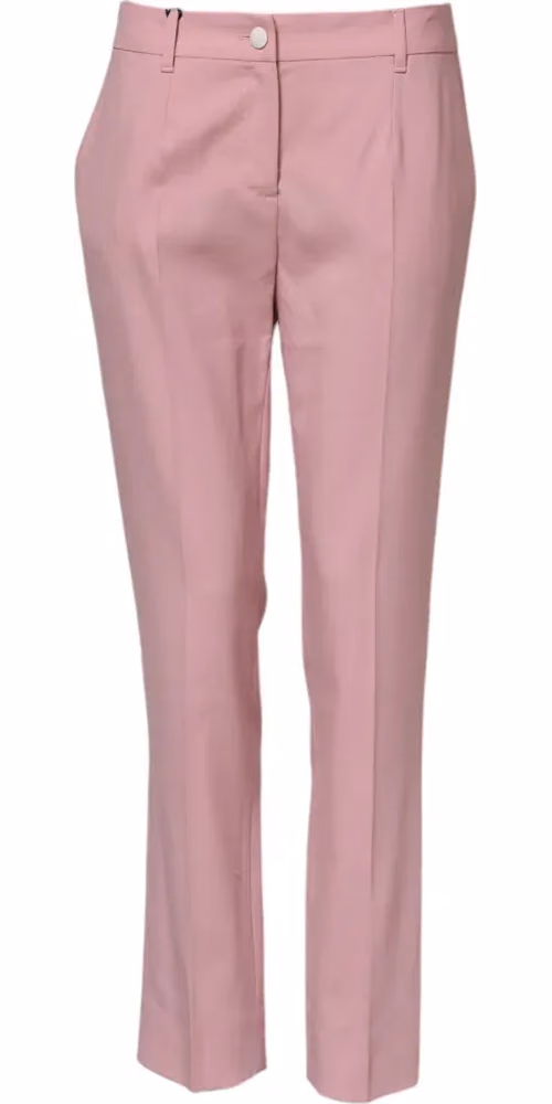 Dolce & Gabbana Pink Wool Mid Waist Tapered Pants