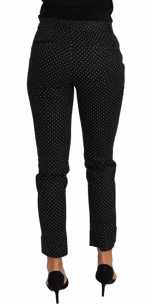 Dolce & Gabbana Black Dress Polka Dot Cropped Straight Pants