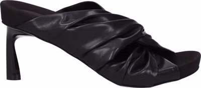 Black Leather Stiletto Heel Sandals
