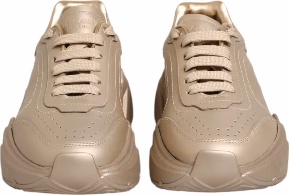 Dolce & Gabbana Gold Leather Daymaster Women Sneaker Shoes
