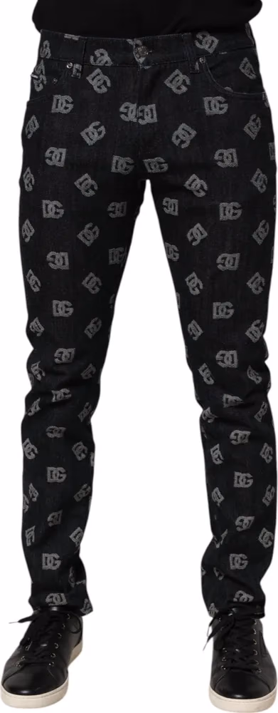Dolce & Gabbana Black DG Monogram Cotton Skinny Denim Jeans